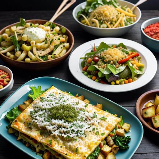 Seafood Lasagna, Side Dishes, Green Salad, Roasted Vegetables, Garlic Bread