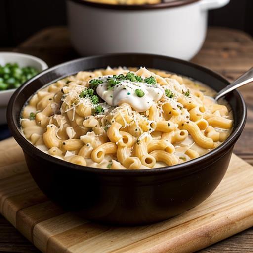 comforting fusion dish, white chicken chili mac and cheese recipe, comfort food, creamy mac and cheese, flavorful white chicken chili