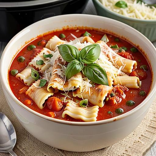 Creamy Tomato Lasagna Soup, Crock Pot Recipe, Comfort Food, Slow Cooker Meal, Easy Dinner Idea