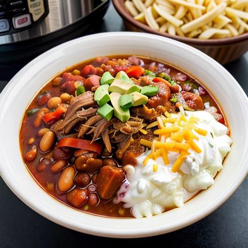 crock pot chili recipe, pulled pork, BBQ, hearty dish, satisfying meal