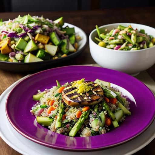 Healthy sides, Pulled pork, Quinoa salad, Kale slaw, Grilled asparagus