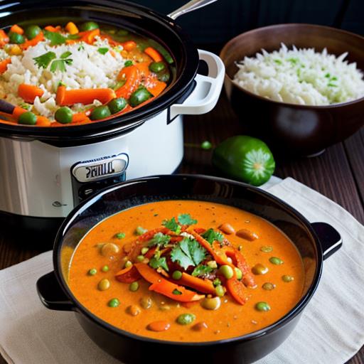 Slow Cooker Vegetable Curry, Vegan-Friendly Recipe, Meatless Meal, Healthy Slow Cooker Dish, Flavorful Vegetarian Option