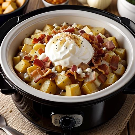 baked potato casserole, bacon slow cooker, comfort food, easy crockpot recipes, cheesy potato dish