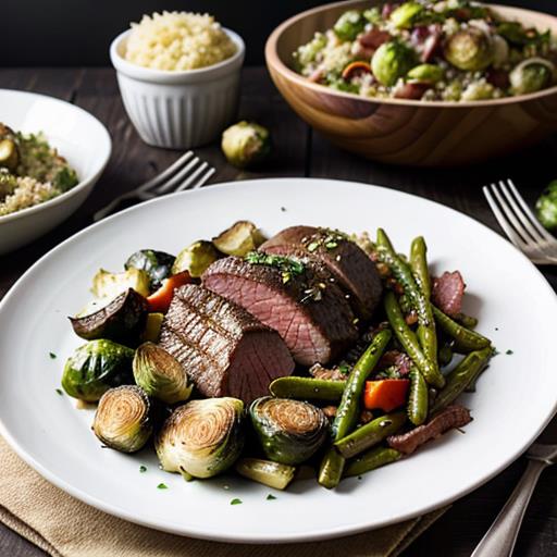 London Broil, Side Dishes, Roasted Vegetables, Quinoa Salad, Loaded Baked Potatoes