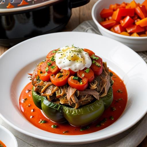 Slow Cooker Recipes, Pulled Pork, Stuffed Peppers, Flavorful Meal, Easy Dinner Idea