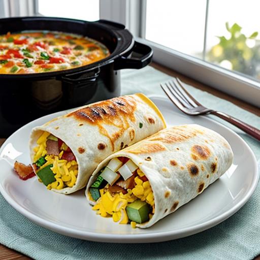 easy recipe, breakfast burritos, slow cooker, baked potato, morning meal