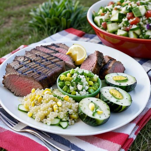 Fresh sides, Light dishes, Summer London Broil, Grilled asparagus, Watermelon salad