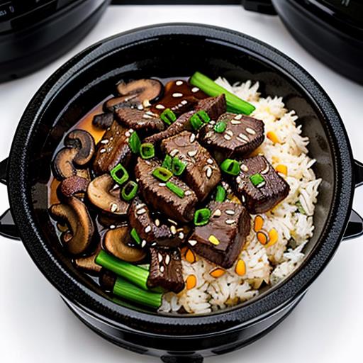 Mongolian Beef, Crock Pot Recipe, Hearty Meal, Mushroom Rice, Slow Cooker Dish