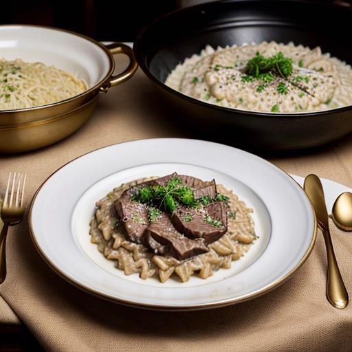 Beef Stroganoff, Creamy Parmesan Risotto, Luxurious Pairing, Savory Combination, Perfect Meal