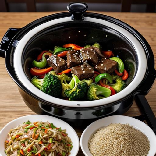 Mongolian Beef, Veggie Stir-Fry, Crockpot Recipe, Healthy Eating, Nutritious Meal