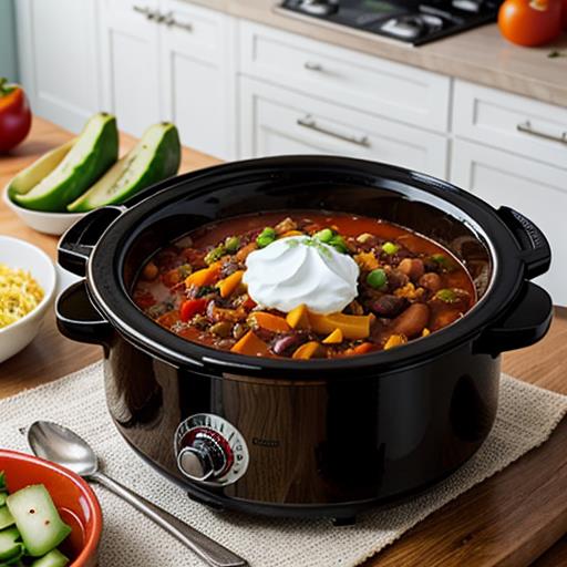 slow cooker vegetarian chili, meatless meal, flavorful recipe, nutritious ingredients, plant-based dish