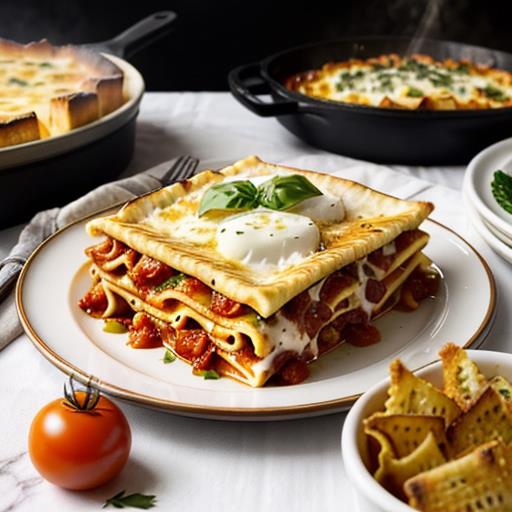 Lasagna sides, Garlic bread, Caprese salad, Roasted vegetables, Italian antipasto