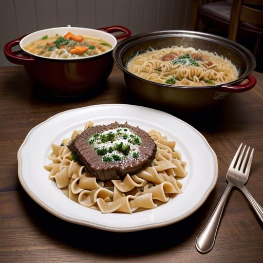 Traditional Egg Noodles, Beef Stroganoff Recipe, Classic Comfort Food, Savory Beef Dish, Homemade Dinner Idea