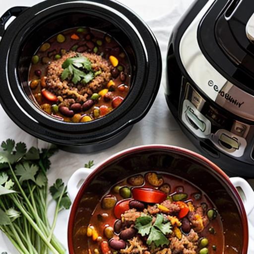 Vegetarian Slow Cooker Chili, Meatless Comfort Food, Easy Recipe, Crockpot Dinner, Healthy and Delicious