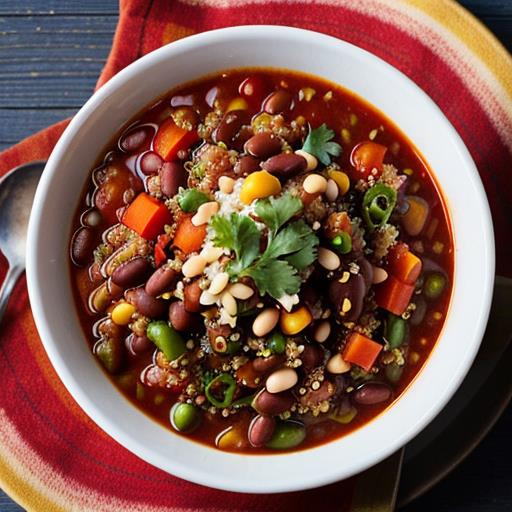 Vegetarian Slow Cooker Chili, Quinoa Recipe, Protein-Packed Dish, Crockpot Meal, Healthy Eating